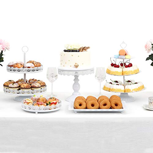 LIFESTIVAL 5 Pack Cake Stands Set White Metal Cupcake Holder Dessert Display Plate Decor Serving Platter for Party Wedding Birthday Baby Shower Celebration Home Decoration | The Storepaperoomates Retail Market - Fast Affordable Shopping