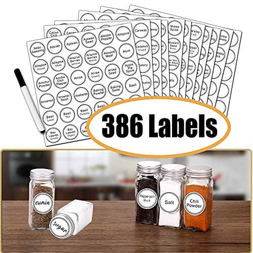 SWOMMOLY 25 Glass Spice Jars/Square Spice Bottles, 4oz Empty Spice Containers with 806 White Spice Labels, Pour/sift Shaker Lid, Airtight Cap, Chalk Marker and Funnel Complete Set | The Storepaperoomates Retail Market - Fast Affordable Shopping