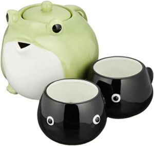 SAN3293 Cute Tableware Teapot and Tea Cup Set, Frog Parent and Child, 20.3 fl oz (600 ml), 4.9 fl oz (140 ml)