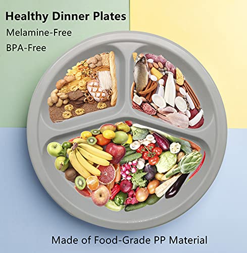 Zdesign Divided Plates for Adults(4 Pack) Portion Control Plates Divided Plastic Plates College Dorm Room Essential Apartment Essentials 9 3/4 Inch Reusable Dishes Set Microwave Safe(Gray) | The Storepaperoomates Retail Market - Fast Affordable Shopping