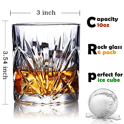 Whiskey Glasses Set of 6 – 10oz Premium Crystal Whiskey Glass, Rock Style Old Fashioned Glass For Drinking Scotch, Bourbon, Cognac, Irish Whisky and Old Fashioned Cocktails | The Storepaperoomates Retail Market - Fast Affordable Shopping