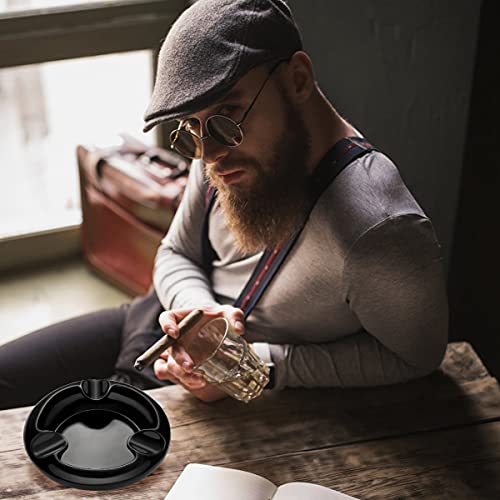 Cigar Ashtray Outdoor-Cigar Accessories -5.9 inch Handmade Ceramic Cigar Ashtrays-Cigar Rest Stand-Gift for Men Dad Husband Boyfriend-Cigarette Ash Tray for Patio，Home，Indoor，Outside，Office (Black) | The Storepaperoomates Retail Market - Fast Affordable Shopping