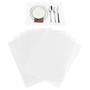 Plastic Placemats for Dining Table, Translucent Placemats, 8 Pcs Heat Resistant, Washable Dining or Kitchen Table Mat,(12×14.2 Inch)