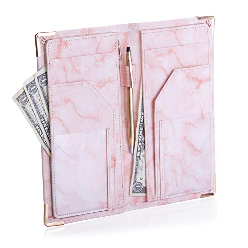 Sonic Server 5×9 11-Pocket Server Book Organizer with Double Magnetic Pockets and Zipper Pocket for Waitress Waiter Waitstaff | Marble Pink | The Storepaperoomates Retail Market - Fast Affordable Shopping
