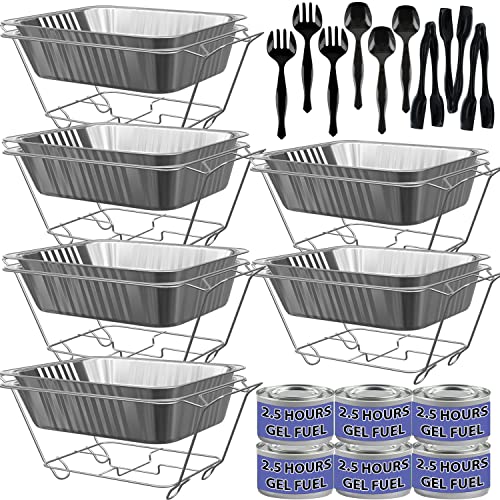Chafing Dish Buffet Set, Half Size, Disposable Catering Supplies -6 Pack- Food Warmers for Parties, Incl Wire Racks, Fuel, Aluminum Water Pans, Food Pans, Serving Utensils -Single Pan Food Warmer | The Storepaperoomates Retail Market - Fast Affordable Shopping