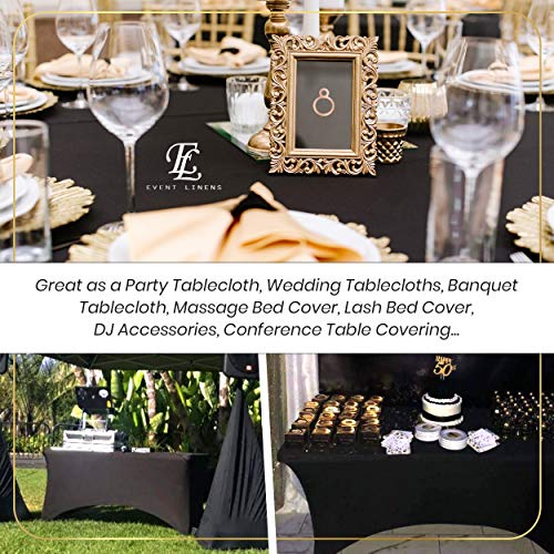 6ft Tablecloth Rectangular Spandex Linen – Black Table Cloth Fitted Cover for 6 Foot Folding Table, Wedding Linens Banquet Cloths Rectangle Covers (2 Pack) | The Storepaperoomates Retail Market - Fast Affordable Shopping