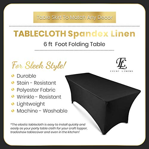 6ft Tablecloth Rectangular Spandex Linen – Black Table Cloth Fitted Cover for 6 Foot Folding Table, Wedding Linens Banquet Cloths Rectangle Covers (2 Pack) | The Storepaperoomates Retail Market - Fast Affordable Shopping