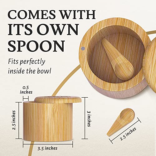 Scavyn Premium Bamboo Salt and Pepper Bowls – Salt Cellar with Magnetic Swivel Lids and Spoons – Salt Box Set of 2 – Salt Container for Kitchen Countertop – 3.5 x 3.0 inches – 6 oz | The Storepaperoomates Retail Market - Fast Affordable Shopping