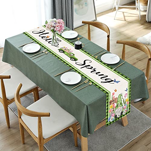 Hexagram Spring Table Runners 13×72 Inches for Coffee Table, Gnomes Linen Burlap Spring Table Runner for Kitchen Rustic Holiday Parties,Seasonal Spring Kitchen Decor for Dinnng Room | The Storepaperoomates Retail Market - Fast Affordable Shopping