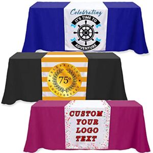 Custom Table Runner 36″x72″with Business Logo or Your Text Personalized Tablecloth Runners Customize with Logo for Birthday Wedding Anniversary Tradeshow Events