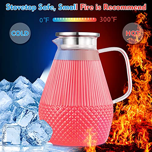 Glass Pitcher, veecom 80oz Glass Pitcher with Lid and Spout, Large Glass Water Pitcher for Juice, Lemonade and Hot&Cold Beverage, Iced Tea Pitcher for Fridge, Heat Resistant Glass Carafe with Brush | The Storepaperoomates Retail Market - Fast Affordable Shopping
