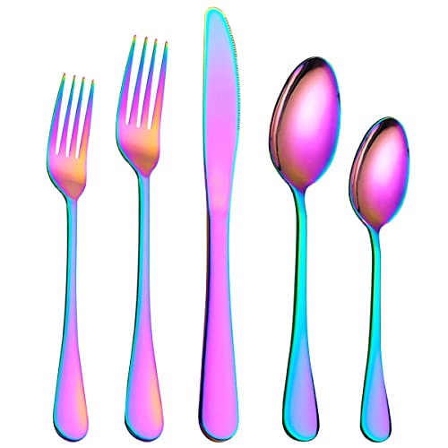 Berglander Flatware Set 20 Piece, Stainless Steel With Titanium Colorful Plated, Multicolor Flatware Set, Silverware, Rainbow Color Cutlery Set Service For 4 | The Storepaperoomates Retail Market - Fast Affordable Shopping