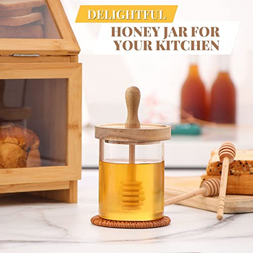 HAPPI STUDIO Honey Pot – Airtight 13 Oz Honey Jar and Dipper Set – Honey Jars with Dipper – Honey Dipper Stick and Jar Set – Glass Honey Dispenser – Honey Containers with Wooden Honey Dipper | The Storepaperoomates Retail Market - Fast Affordable Shopping