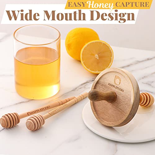 HAPPI STUDIO Honey Pot – Airtight 13 Oz Honey Jar and Dipper Set – Honey Jars with Dipper – Honey Dipper Stick and Jar Set – Glass Honey Dispenser – Honey Containers with Wooden Honey Dipper | The Storepaperoomates Retail Market - Fast Affordable Shopping
