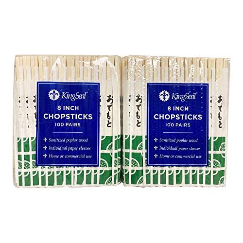 KingSeal 8 Inch Natural Poplar Wood Chopsticks, Paper Sleeve – 200 Count (2 Packs of 100 pairs) | The Storepaperoomates Retail Market - Fast Affordable Shopping