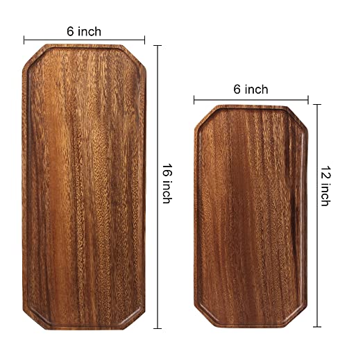 Set of 2 Wooden Serving Tray Rectangular Platters Charcuterie Boards Acacia Wood Platter for Food 16″, 13″ Long Appetizer Trays for Party Cookie Fruit Christmas Platter Dish Rectangle Plate Wood Trays | The Storepaperoomates Retail Market - Fast Affordable Shopping