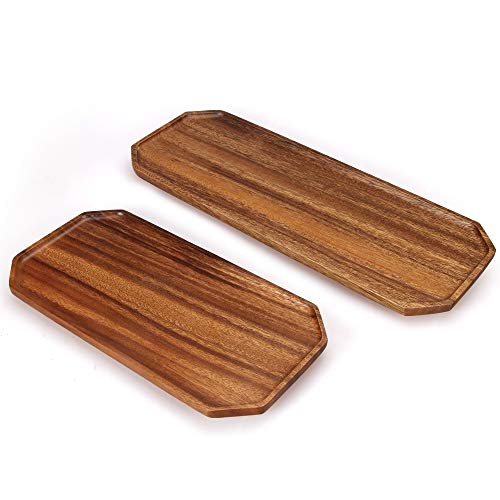 Set of 2 Wooden Serving Tray Rectangular Platters Charcuterie Boards Acacia Wood Platter for Food 16″, 13″ Long Appetizer Trays for Party Cookie Fruit Christmas Platter Dish Rectangle Plate Wood Trays | The Storepaperoomates Retail Market - Fast Affordable Shopping