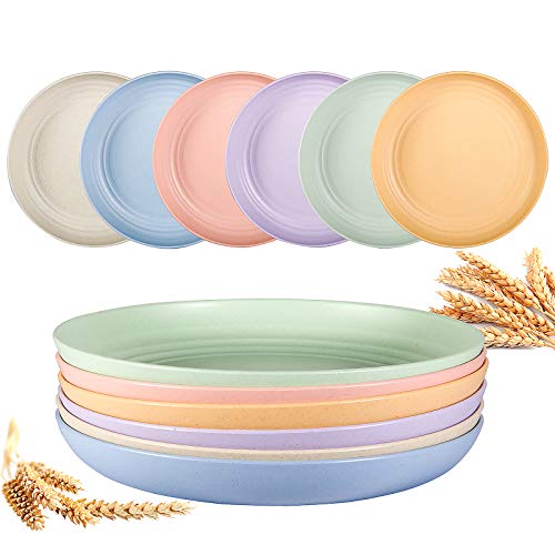 OAMCEG 6 Pack Reusable Plastic Plates 9 Inch Unbreakable Eco-Friendly Lightweight Wheat Straw Plates, Salad Plates, Camping Plates, Dishwasher & Microwave Safe, BPA FREE, Green and Healthy Dishes | The Storepaperoomates Retail Market - Fast Affordable Shopping