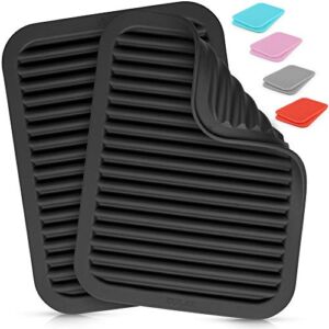 Zulay 2 Pack (9″x12″) Silicone Trivets For Hot Pots and Pans – Multi-Purpose & Versatile Trivet Mat – Heat Resistant Silicone Trivet – Durable & Flexible Hot Pads For Kitchen Counter – Black