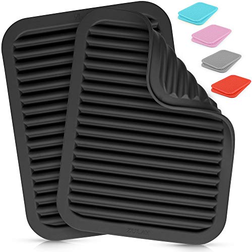 Zulay 2 Pack (9″x12″) Silicone Trivets For Hot Pots and Pans – Multi-Purpose & Versatile Trivet Mat – Heat Resistant Silicone Trivet – Durable & Flexible Hot Pads For Kitchen Counter – Black | The Storepaperoomates Retail Market - Fast Affordable Shopping