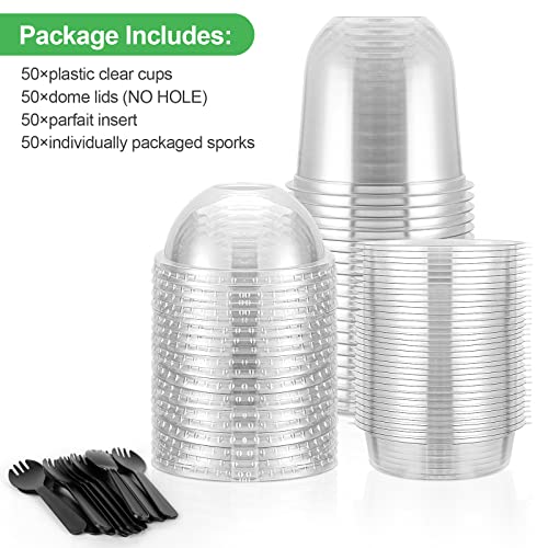 50Sets 12 oz Clear Plastic Parfait Cups with Lids Dome Lids No Hole with Insert Dessert Cups with Lids for Yogurt Fruit and Cereal Parfait Plastic Cups with Lids Ice Cream Cups | The Storepaperoomates Retail Market - Fast Affordable Shopping