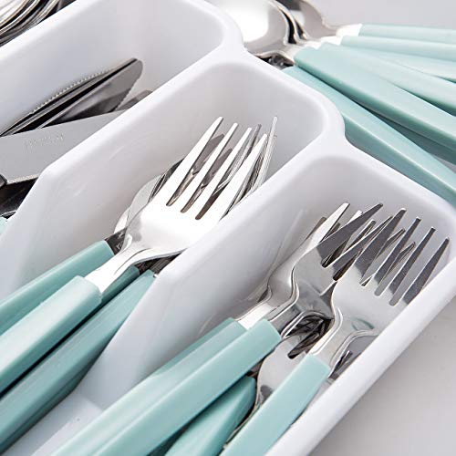 Cutiset 40 piece Stainless Steel Kitchen Flatware set with organizer, Camping Silverware set with color handles set of 8 | The Storepaperoomates Retail Market - Fast Affordable Shopping