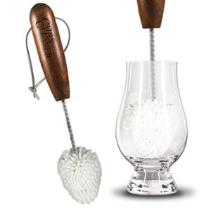 CairnCleaner Whiskey Tasting Glass Brush – Also for wine glasses and champagne flutes, Dark Hardwood