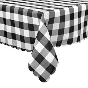 Black and White Buffalo Plaid – Square Tablecloth Buffalo Plaid Sheets Polyester Tablecloth Washable Tablecloth Home Kitchen Outdoor Dining Table Cover Indoor Tablecloth Reluen