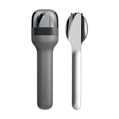 ZOKU Pocket Utensil Set, Charcoal – Stainless Steel Fork, Knife, and Spoon Nest in Hygienic Case – Portable Design for Travel, School, Work, Picnics, Camping and Outdoor Home Use | The Storepaperoomates Retail Market - Fast Affordable Shopping
