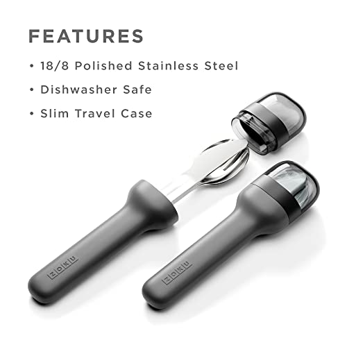 ZOKU Pocket Utensil Set, Charcoal – Stainless Steel Fork, Knife, and Spoon Nest in Hygienic Case – Portable Design for Travel, School, Work, Picnics, Camping and Outdoor Home Use | The Storepaperoomates Retail Market - Fast Affordable Shopping