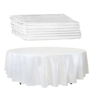 6 White Paper Table Cloths for Round Tables – 82” Octyround Paper Tablecloths with Plastic Backing Round Paper Table Cover