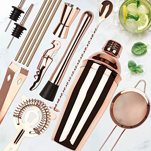 VG Bar Set Cocktail Shaker Set with Stand, Mixology Bartender kit, Cocktail Kit Bar Tools Set for Drink Mixer, Bar Cart Accessories for the Home Bar Set (ROSE GOLD) | The Storepaperoomates Retail Market - Fast Affordable Shopping