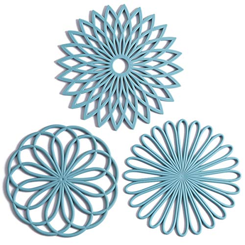Set of 3 Silicone Trivet Mat – Hot Pot Holder Hot Pads for Table & Countertop – Trivet for Hot Dishes – Non-Slip & Heat Resistant Modern Kitchen Hot Pads for Pots & Pans, Turquoise | The Storepaperoomates Retail Market - Fast Affordable Shopping