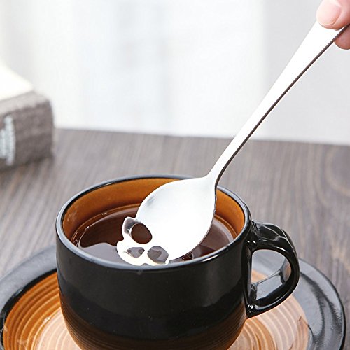 304 Stainless Steel Skull Sugar Spoon Dessert Tea Coffee Stirring Spoon Set of 6 (Black) | The Storepaperoomates Retail Market - Fast Affordable Shopping