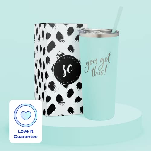 SassyCups You Got This Tumbler | 22 Ounce Engraved Mint Stainless Steel Insulated Tumbler with Straw | New Job Promotion for Coworker | Going Away | Congratulations | Moving Away | Graduation | The Storepaperoomates Retail Market - Fast Affordable Shopping