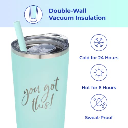 SassyCups You Got This Tumbler | 22 Ounce Engraved Mint Stainless Steel Insulated Tumbler with Straw | New Job Promotion for Coworker | Going Away | Congratulations | Moving Away | Graduation | The Storepaperoomates Retail Market - Fast Affordable Shopping