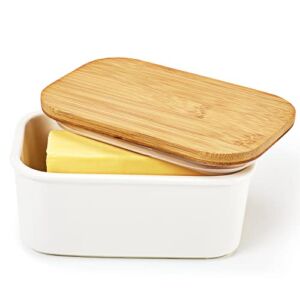 Butter Dish, Ceramic Butter Dish with Lid, JOB JOL Large Butter Container Holds up to 2 Sticks, Airtight Butter Keeper
