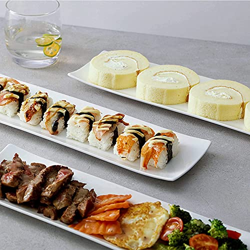 DOWAN 14″ Serving Platters, Sushi Plate Set of 4, Ceramic Platters for Party, White Rectangle Charcuterie Platters, Serving Tray for Entertaining, Cheese, Cookie, Dishwasher & Oven Safe | The Storepaperoomates Retail Market - Fast Affordable Shopping