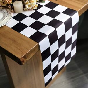 Table Runner Black and White Checkerboard Racing Theme for Christmas Anniversary Runner Dinner Parties Supplies Birthday Party Wedding Winter New Year Decorations 12 x 72 Inches