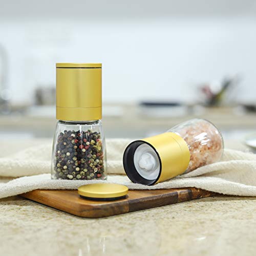 Vucchini Pepper Salt Grinder Mill – Adjustable Coarseness Ceramic Spice Grinder Shaker – Refillable Pepper Grinders for Home Kitchen Gifts (Golden) | The Storepaperoomates Retail Market - Fast Affordable Shopping