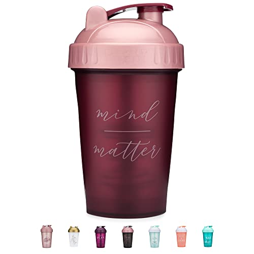 GOMOYO 20-Ounce Shaker Bottle with Action-Rod Mixer | Shaker Cups with Motivational Quotes | Protein Shaker Bottle is BPA Free and Dishwasher Safe | Mind Over Matter – Maroon/Rose – 20oz | The Storepaperoomates Retail Market - Fast Affordable Shopping