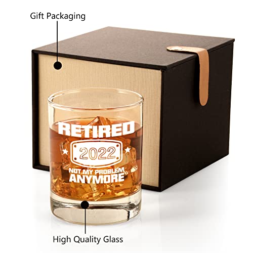 2022 Retirement Gifts for Men, Funny Retired 2022 Not My Problem Any More Whiskey Glass Gift, Happy Retirement Gifts for Office Coworkers, Boss, Dad, Husband, Brother, Friends | The Storepaperoomates Retail Market - Fast Affordable Shopping