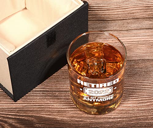 2022 Retirement Gifts for Men, Funny Retired 2022 Not My Problem Any More Whiskey Glass Gift, Happy Retirement Gifts for Office Coworkers, Boss, Dad, Husband, Brother, Friends | The Storepaperoomates Retail Market - Fast Affordable Shopping