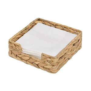 StorageWorks Water Hyacinth Napkin Holder, Wicker Baskets and Serving Tray for Kitchen, Rattan Napkin Holders for Tables, 7 ½”L x 7 ½”W x 2 ¾”H, 1 Pack