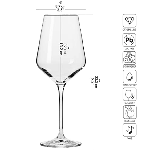 Krosno Large White Wine Glasses | Set of 6 | 13.2 oz | Avant-Garde Collection | Crystal Glass | Perfect for Home, Restaurants and Parties | Dishwasher Safe | The Storepaperoomates Retail Market - Fast Affordable Shopping
