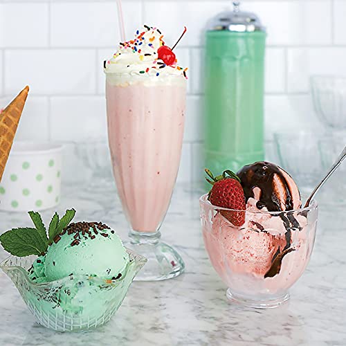 Cedilis 6 Pack Milkshake Glass with 6 Long Metal Spoons,Old Fashioned Soda Glasses, Fountain Classic Glass for Ice Cream, Clear, 12oz | The Storepaperoomates Retail Market - Fast Affordable Shopping