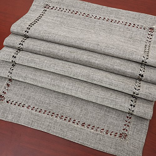 Grelucgo Handmade Hemstitch Gray Dining Table Runner Or Dresser Scarf, Rectangular 14 by 36 Inch | The Storepaperoomates Retail Market - Fast Affordable Shopping
