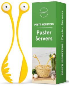 OTOTO Pasta Monsters and Salad Servers – BPA-Free Fun Kitchen Gadgets – 100% Food Safe Salad Spoon and Fork Set – Pasta and Salad Server – 11.93x 3.39 x 2.24 inch