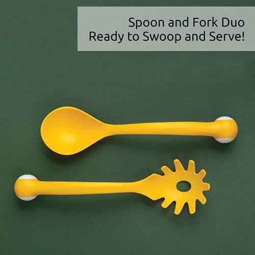 OTOTO Pasta Monsters and Salad Servers – BPA-Free Fun Kitchen Gadgets – 100% Food Safe Salad Spoon and Fork Set – Pasta and Salad Server – 11.93x 3.39 x 2.24 inch | The Storepaperoomates Retail Market - Fast Affordable Shopping