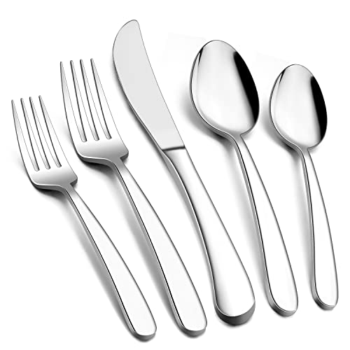 Heavy Duty Silverware Set for 8, E-far 40-Piece Stainless Steel Flatware Cutlery Set, Heavy Weight Metal Tableware Eating Utensils for Home Restaurant Weddings, Mirror Polished & Dishwasher Safe | The Storepaperoomates Retail Market - Fast Affordable Shopping
